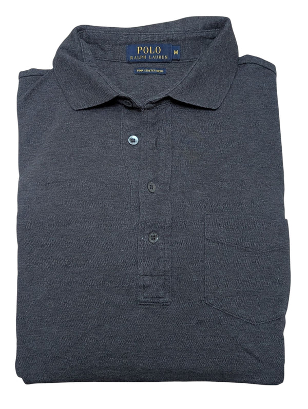 Ralph Lauren Long Sleeve Polo Shirt M Charcoal Cotton Pique