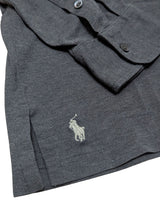 Ralph Lauren Long Sleeve Polo Shirt M Charcoal Cotton Pique