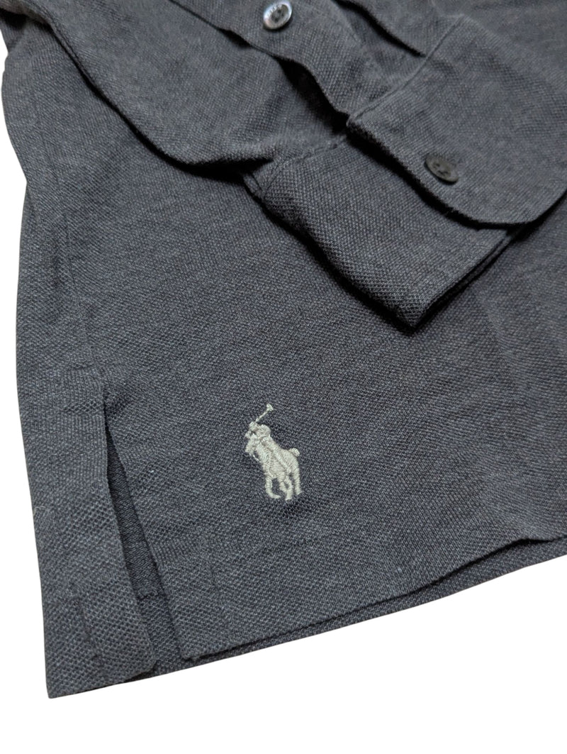 Ralph Lauren Long Sleeve Polo Shirt M Charcoal Cotton Pique