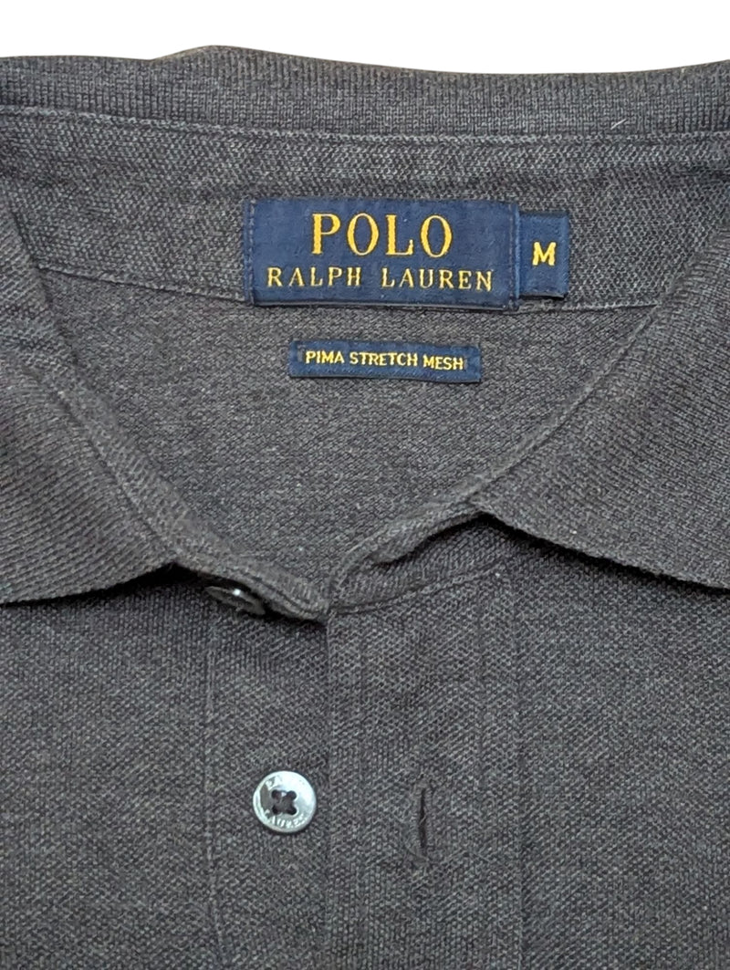 Ralph Lauren Long Sleeve Polo Shirt M Charcoal Cotton Pique