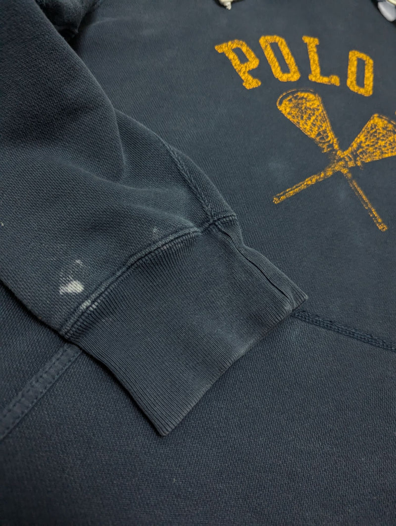 Ralph Lauren Hoodie Sweatshirt L Blue Vintage Lacrosse Cotton/Polyester