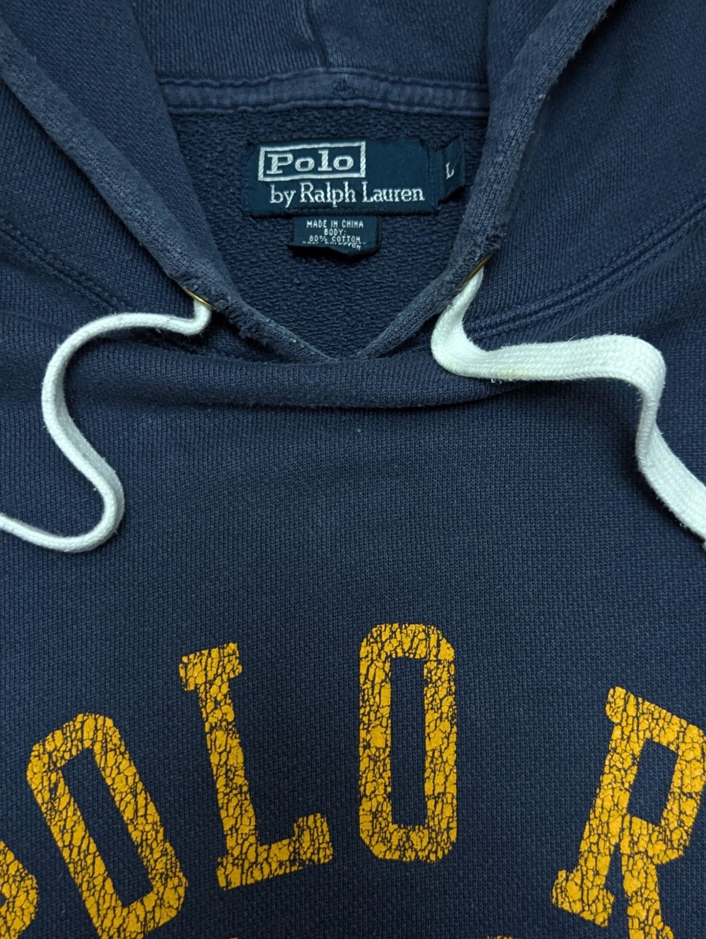 Ralph Lauren Hoodie Sweatshirt L Blue Vintage Lacrosse Cotton