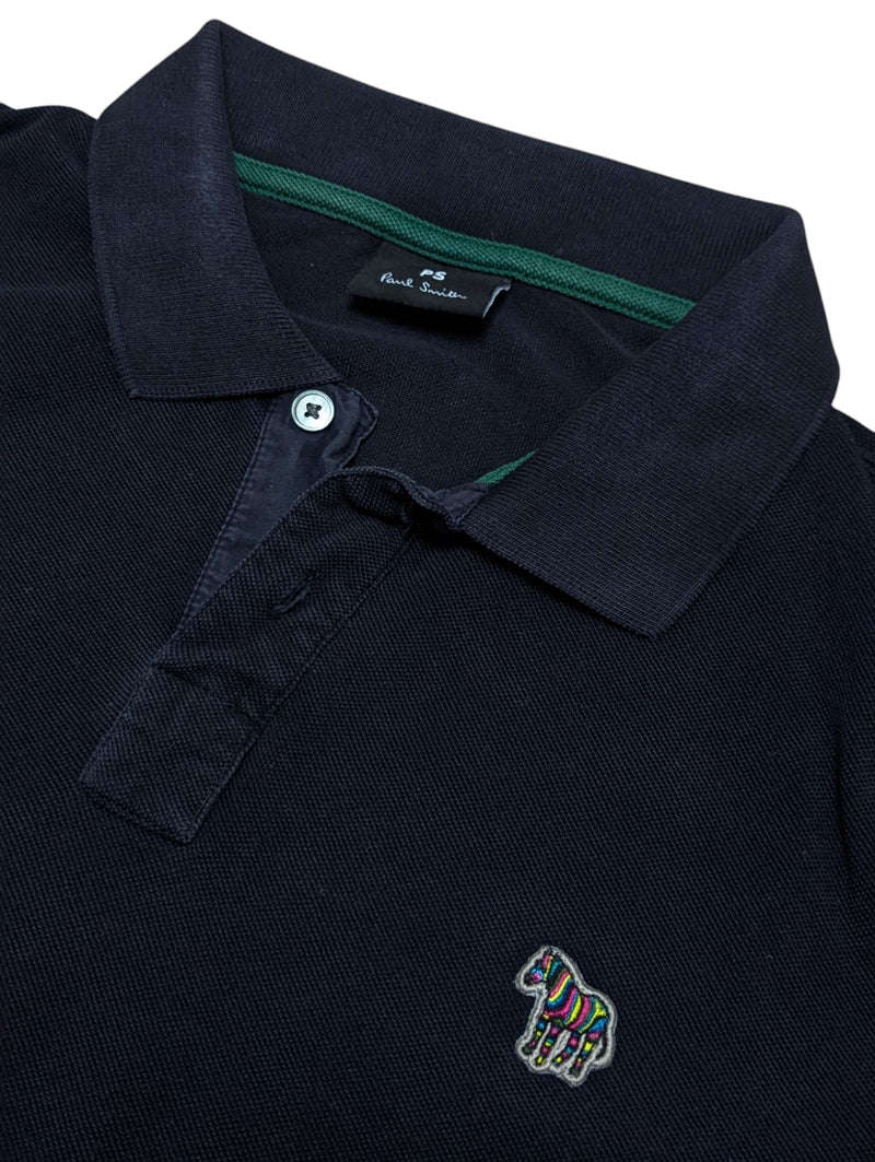 Paul Smith Long Sleeve Polo Shirt S Navt Cotton Pique