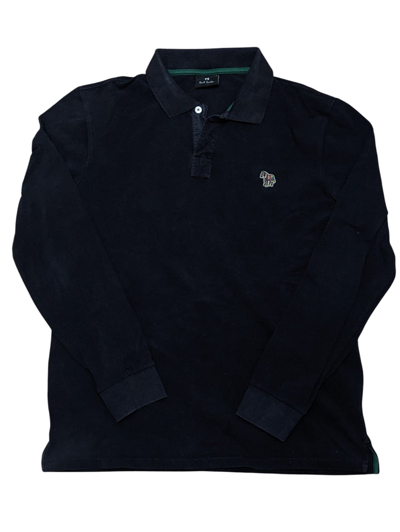 Paul Smith Long Sleeve Polo Shirt S Navt Cotton Pique