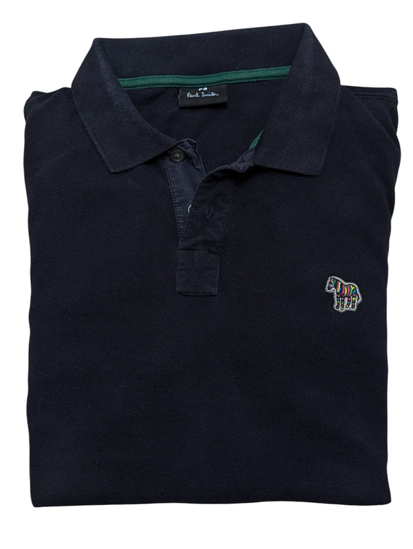 Paul Smith Long Sleeve Polo Shirt S Navt Cotton Pique