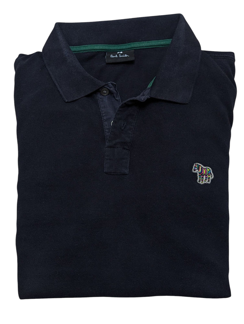 Paul Smith Long Sleeve Polo Shirt S Navt Cotton Pique