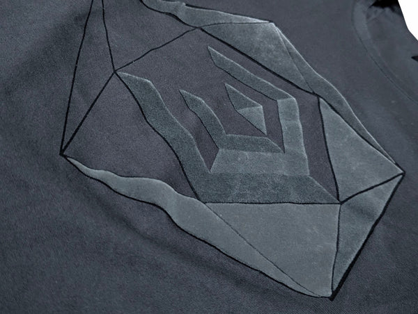 Zegna Tee Shirt L Gunmetal Grey Textured Logo Cotton