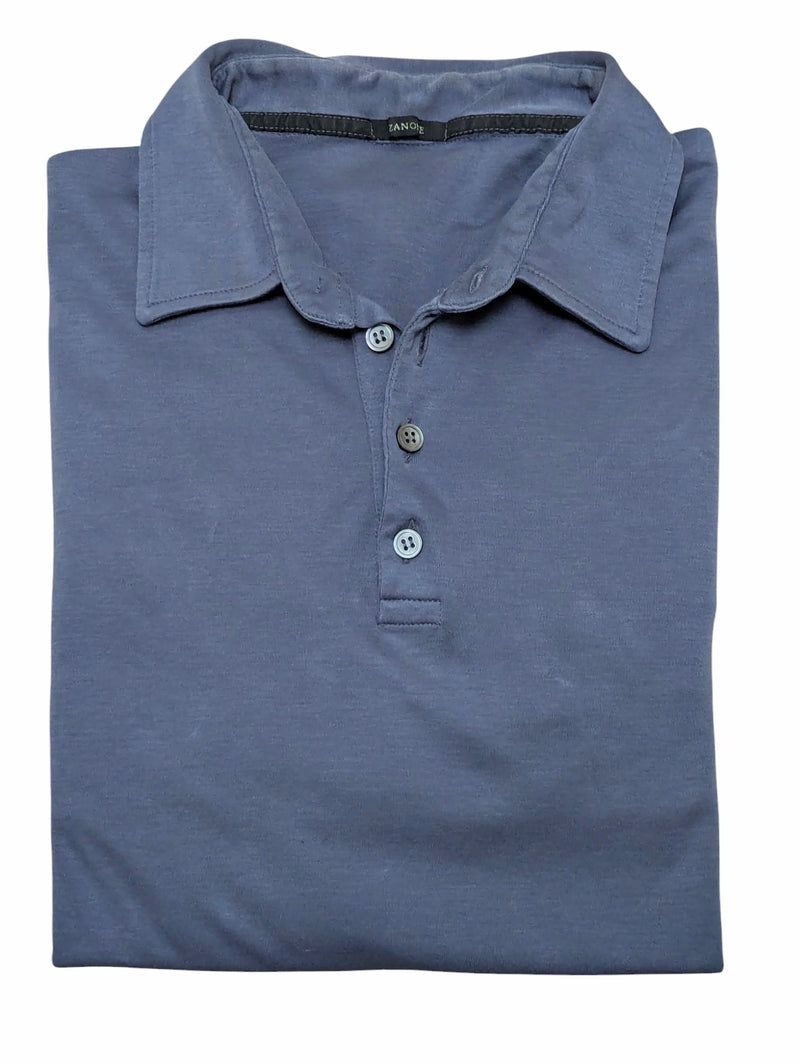 Zanone Long Sleeve Polo Shirt M/50 Pale Blue Cotton