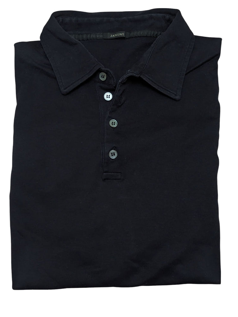 Zanone Long Sleeve Polo Shirt M/50 Navy Blue Cotton