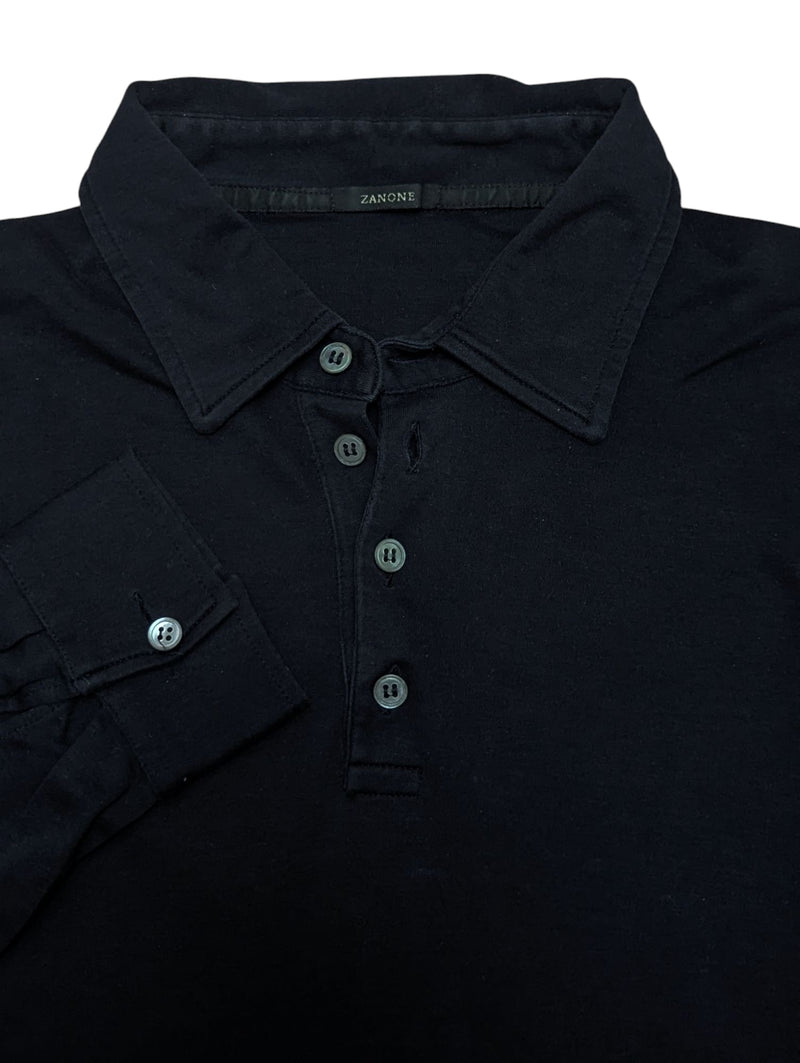 Zanone Long Sleeve Polo Shirt M/50 Navy Blue Cotton