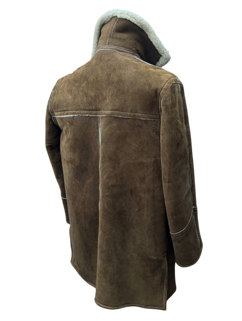 Vintage Richard Draper Leather British Shearling Coat M/L Brown