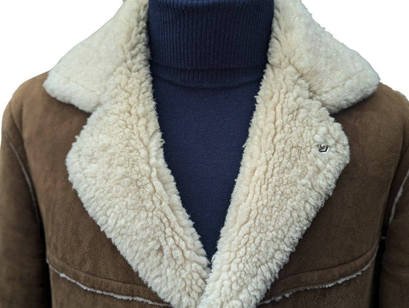 Vintage Richard Draper Leather British Shearling Coat M/L Brown