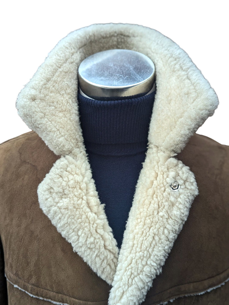 Vintage Richard Draper Leather British Shearling Coat M/L Brown