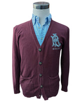 Ralph Lauren Cardigan M Burgundy Varsity Letterman Cotton Blend