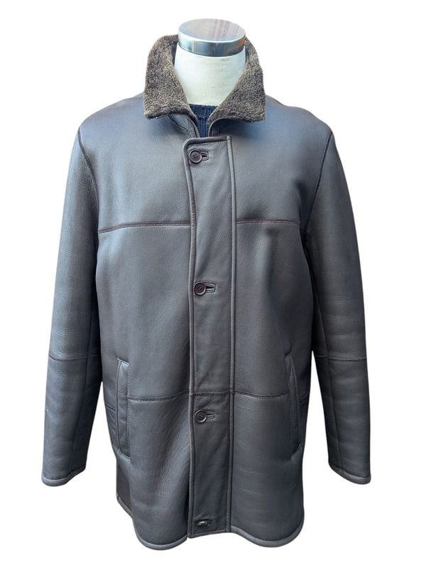 Verri Nappa Shearling Coat L/52 Dark Brown Leather