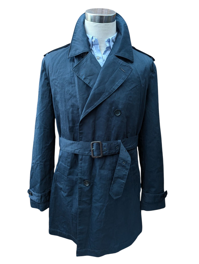 British Millerain DB Trench Coat XL Navy Cotton