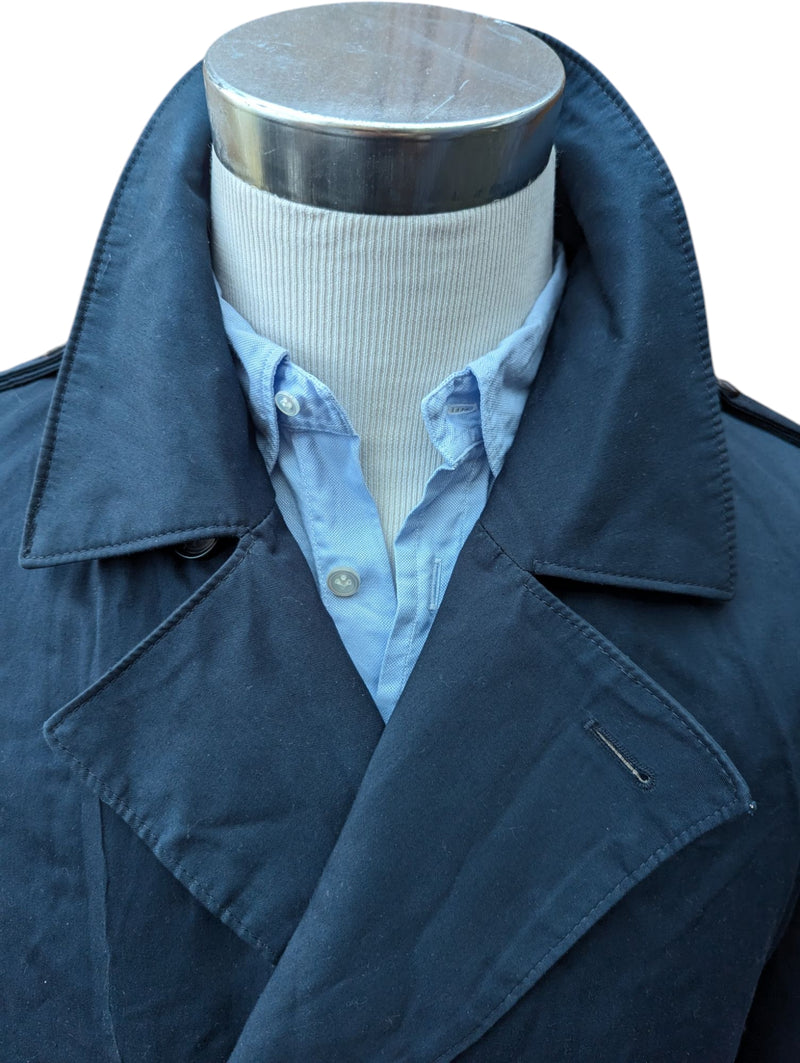 British Millerain DB Trench Coat XL Navy Cotton