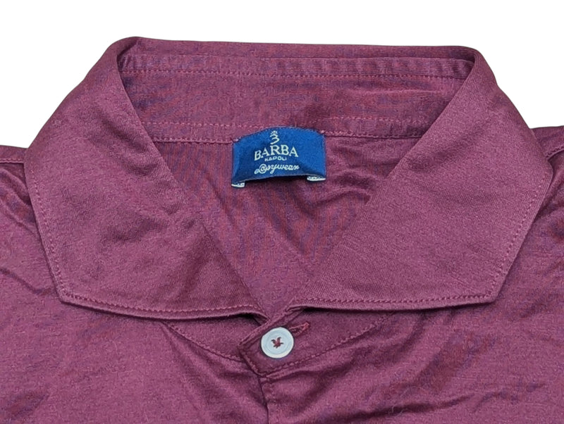 Barba Napoli Shirt L Burgundy Cotton Jersey
