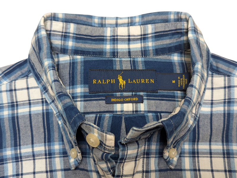Polo Ralph Lauren Shirt M Blue/White Plaid Indigo Oxford Cotton eHABERDASHER Polo Ralph Lauren Shirt M Blue/White Plaid Indigo Oxford Cotton eHABERDASHER