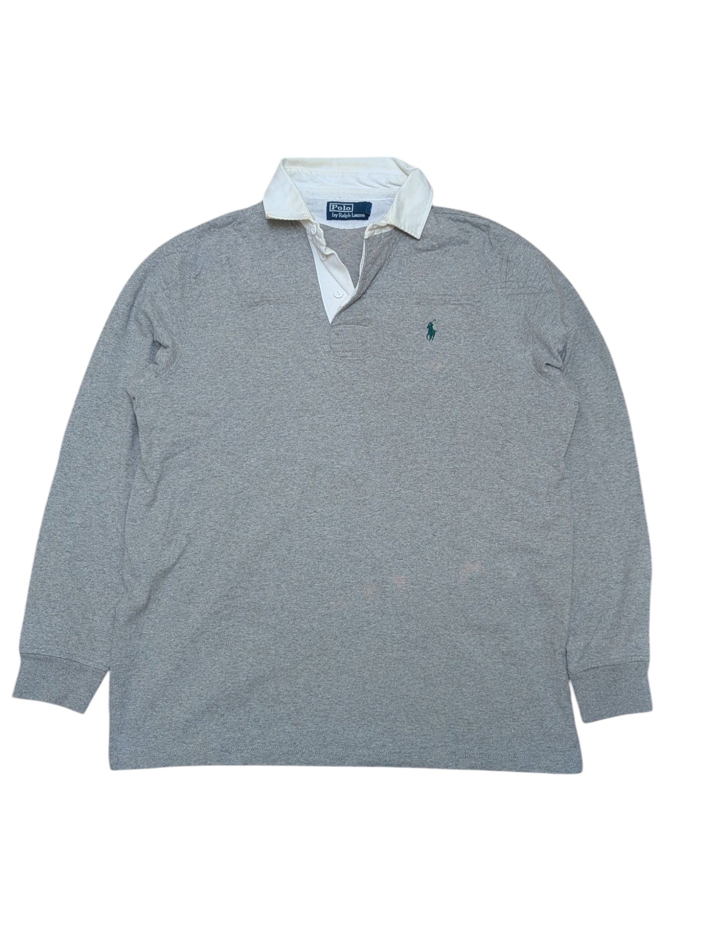Polo Ralph Lauren Vintage Rugby Shirt M Gym Grey Full Fit