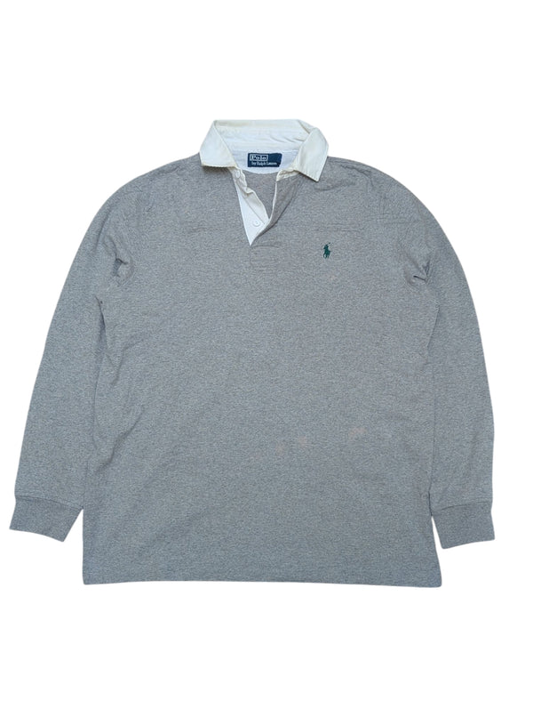 Ralph Lauren Vintage Rugby Shirt M Gym Grey Full Fit