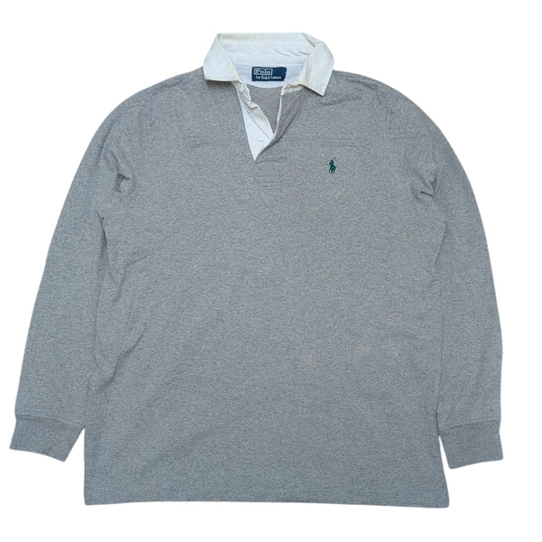 Polo Ralph Lauren Vintage Rugby Shirt M Gym Grey Full Fit