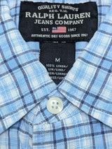 Ralph Lauren Shirt M SS Blue/White Plaid Linen