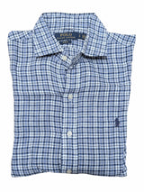 Ralph Lauren Shirt S Blue/White Plaid Linen