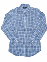 Ralph Lauren Shirt S Blue/White Plaid Linen