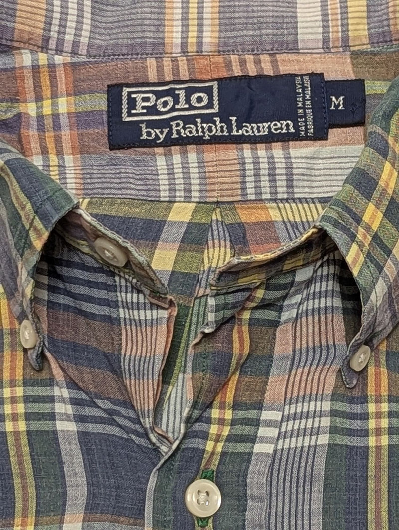 Ralph Lauren Shirt Oversized M/L Madras Style Plaid Cotton