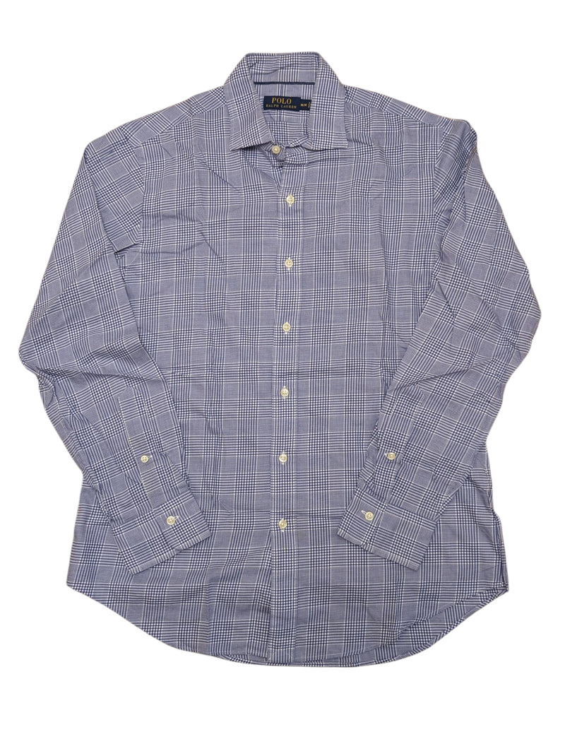 Ralph Lauren Shirt M Blue/White POW Plaid Cotton
