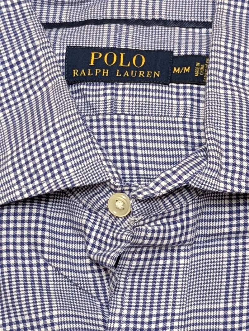Ralph Lauren Shirt M Blue/White POW Plaid Cotton