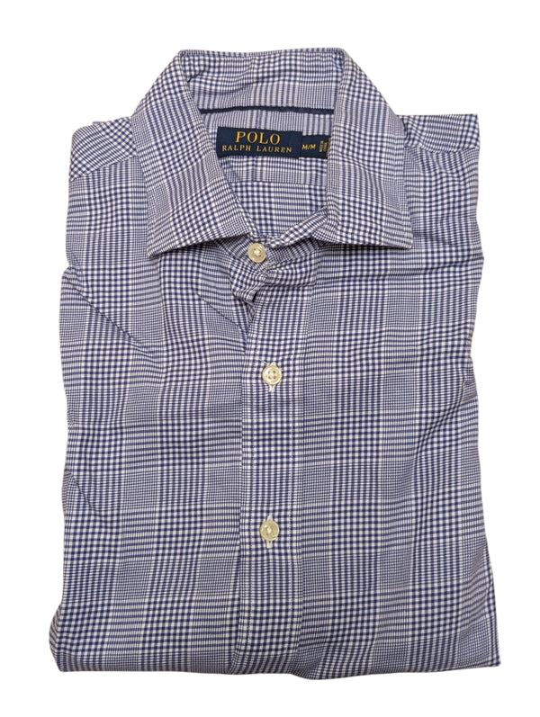 Ralph Lauren Shirt M Blue/White POW Plaid Cotton