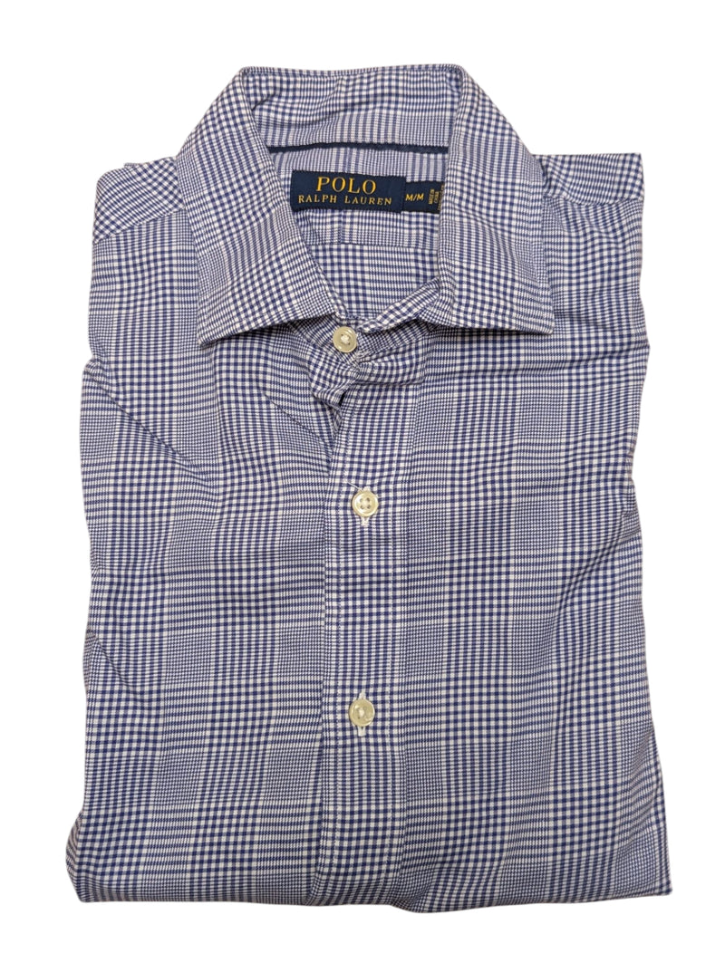 Ralph Lauren Shirt M Blue/White POW Plaid Cotton