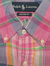 Ralph Lauren Shirt M Fuchsia Preppy Plaid Cotton