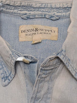 Ralph Lauren Western Shirt Bleached Blue Denim Cotton