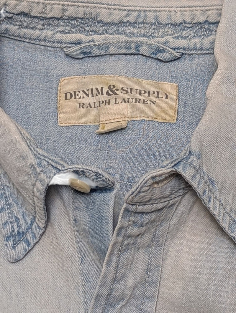 Ralph Lauren Western Shirt Bleached Blue Denim Cotton