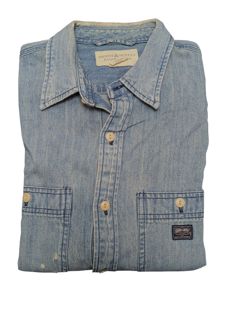Ralph Lauren Shirt Rugged Blue Denim Cotton