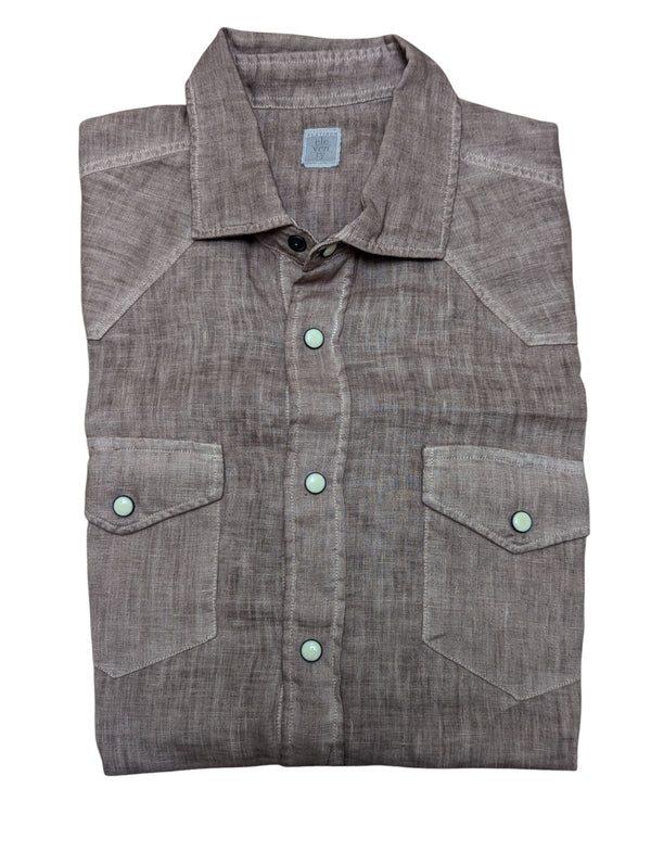 Eleventy Shirt M/40 SS Light Brown Linen