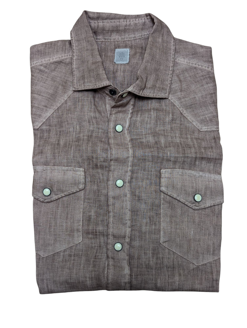 Eleventy Shirt M/40 SS Light Brown Linen
