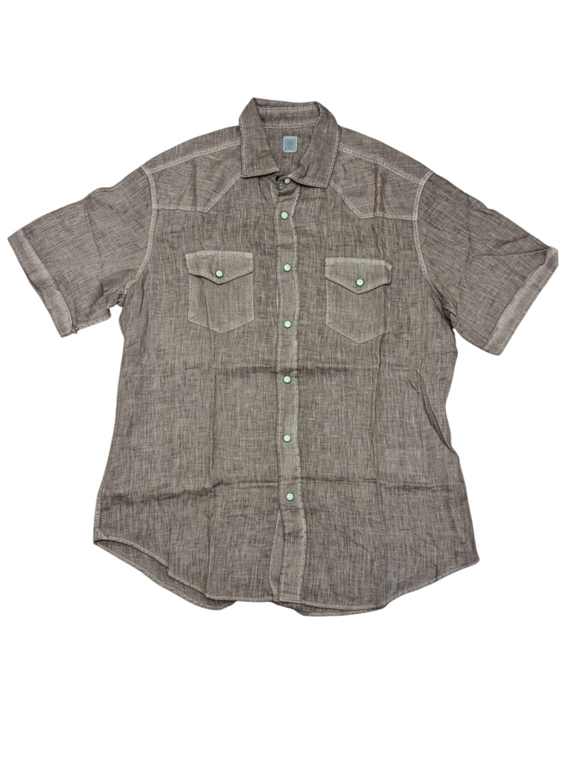 Eleventy Shirt M/40 SS Light Brown Linen