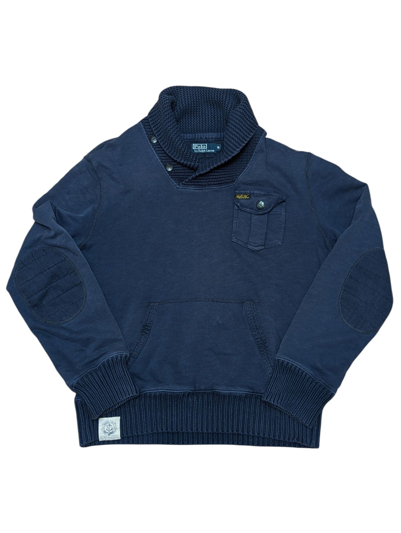 Ralph Lauren Vintage Shawl Sweatshirt M Blue Cotton