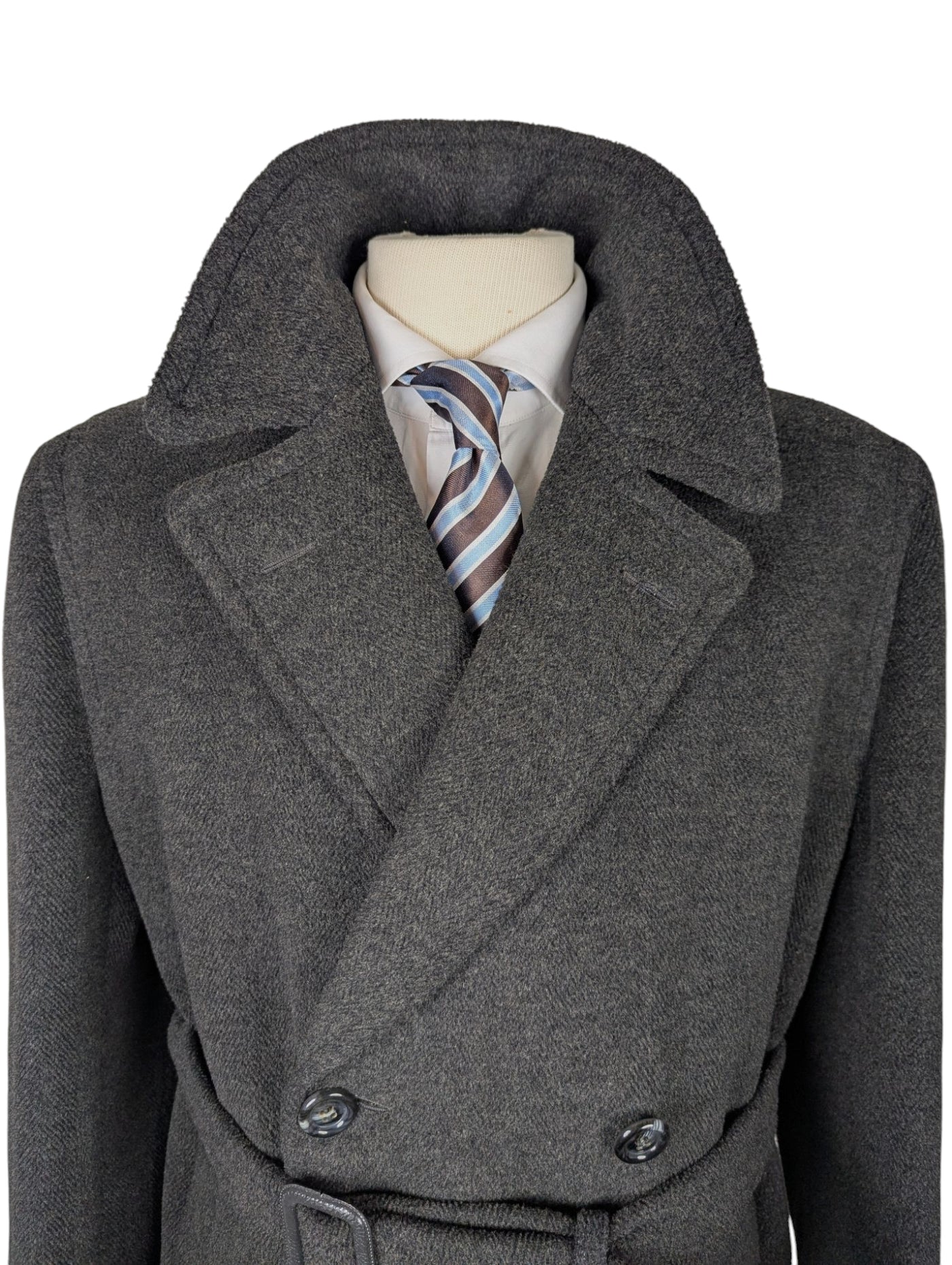 Vintage Burton Crombie Belted DB Great Coat XL 43/44R Charcoal
