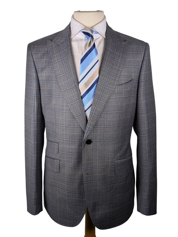 Benjamin Reda Suit Grey w/Blue Plaid Wool