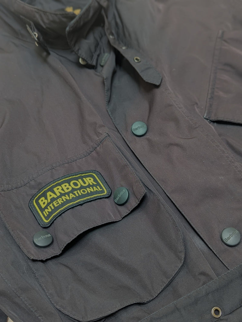 Barbour Belted Jacket M Black Featherweight Waterproof Polyester