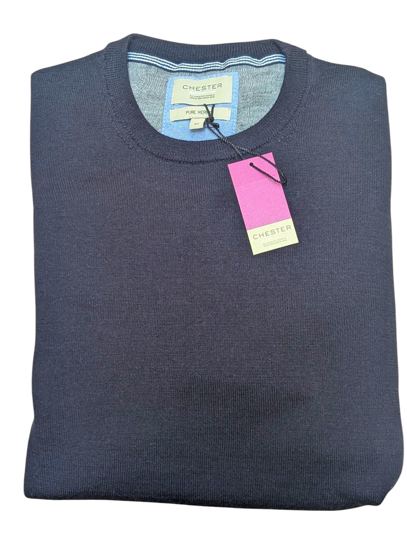 Chester Barrie Sweater M Navy Merino Wool