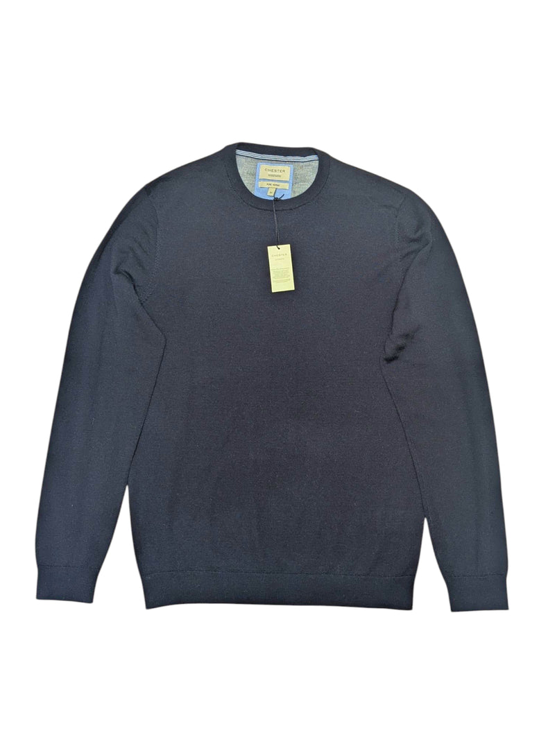 Chester Barrie Sweater M Navy Merino Wool