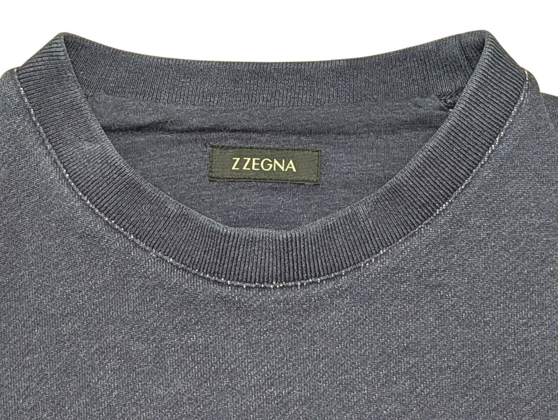 Zegna S Soft Navy Blue Logo Patch Sweatshirt