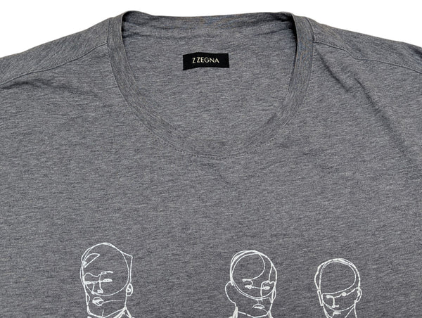 Zegna Tee Shirt XL Mid Grey Posse Graphic Cotton