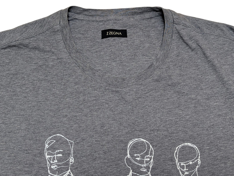 Zegna Tee Shirt XL Mid Grey Posse Graphic Cotton